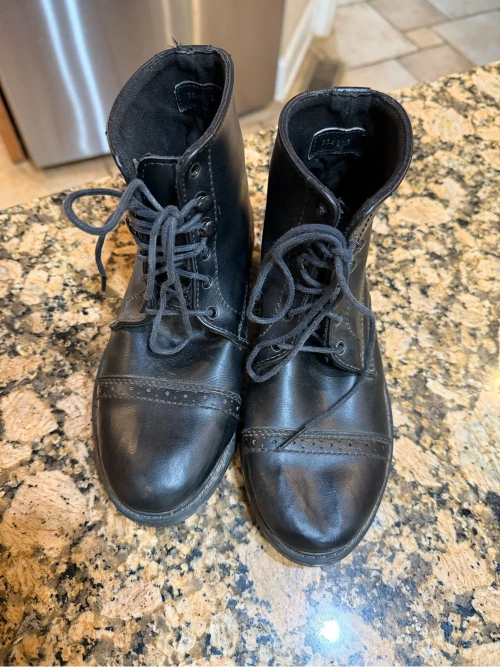 Kids Tuff Rider size 3 Black Leather Lace-Up paddock riding Boots